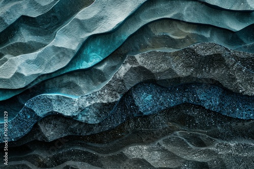 The image is a series of blue and black waves, with a blue