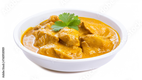 Chicken Curry on a white background. Isolated . Generative Ai