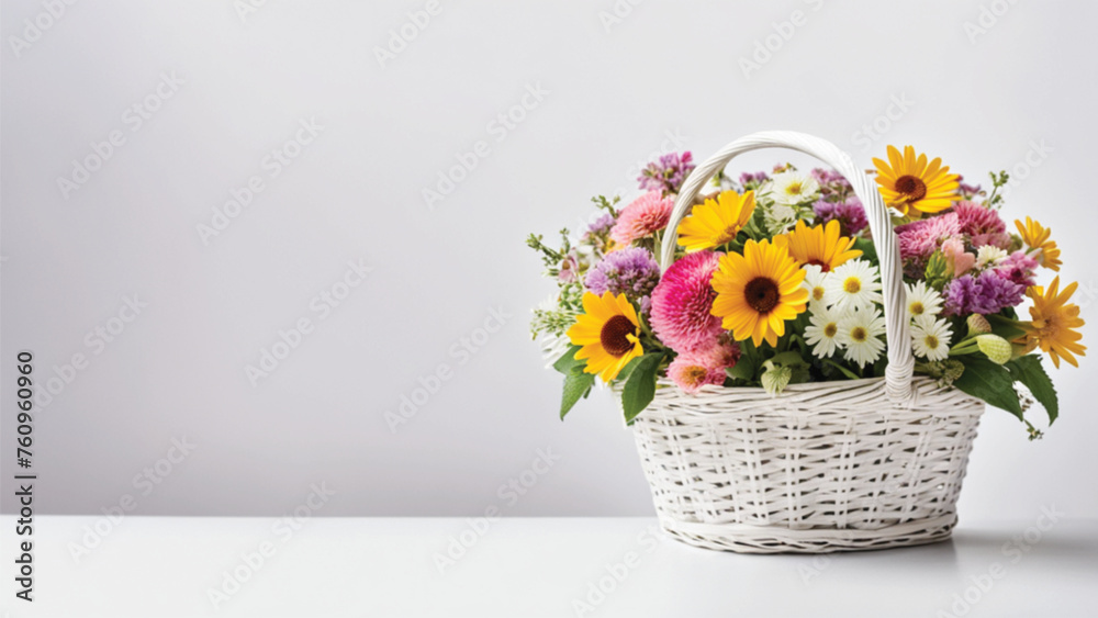 bouquet of tulips in a basket