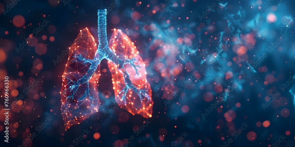 Geometric Low Poly Representation of Lung Pain. Concept Low Poly Art, Geometric Design, Lung Pain, Health Illustration