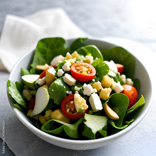 Fresh vegetables salad with cheese and tomatoes