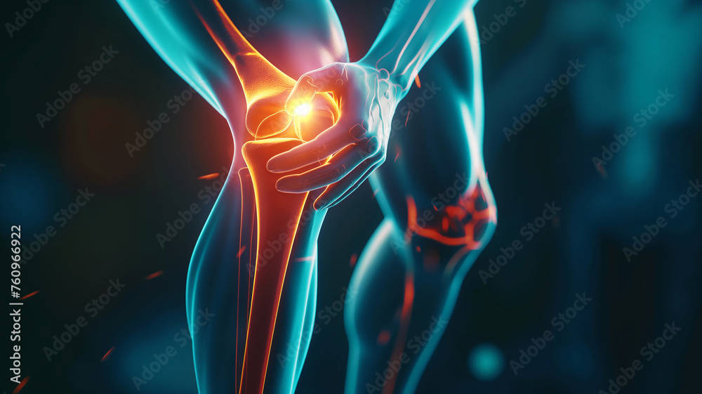 human being indicating kneecap pain medical imagery 3d illustration