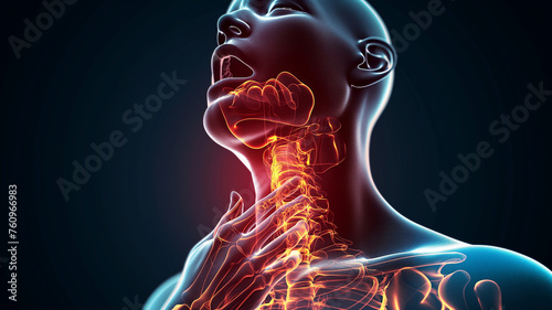 human being indicating throat pain medical imagery 3d illustration
