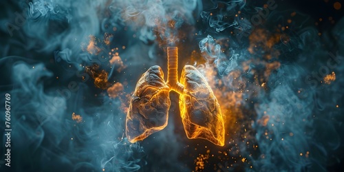 A visual representation of a cancerous lung caused by smoking. Concept Health Education, Smoking Effects, Lung Cancer Awareness, Public Health Campaign
