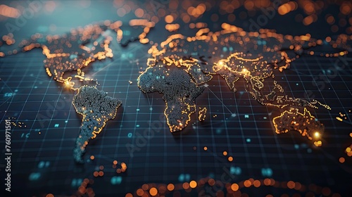 world map future network global digital map hi tech business big data technology 
