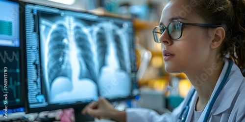 Utilizing Advanced Technology in Healthcare for Covid- Lung Imaging Analysis. Concept Healthcare Technology, Advanced Imaging, Covid Response, Lung Health, Medical Analysis photo