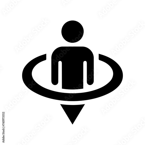 360 degree person icon. Person rotation symbol. 360 degrees virtual tour icon. 3d reality icon.