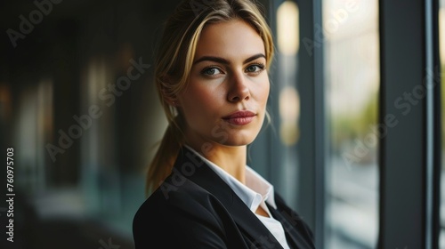 A female executive portrayed in a poised yet approachable manner exuding confidence and authority indicative of her executive role  AI generated illustration