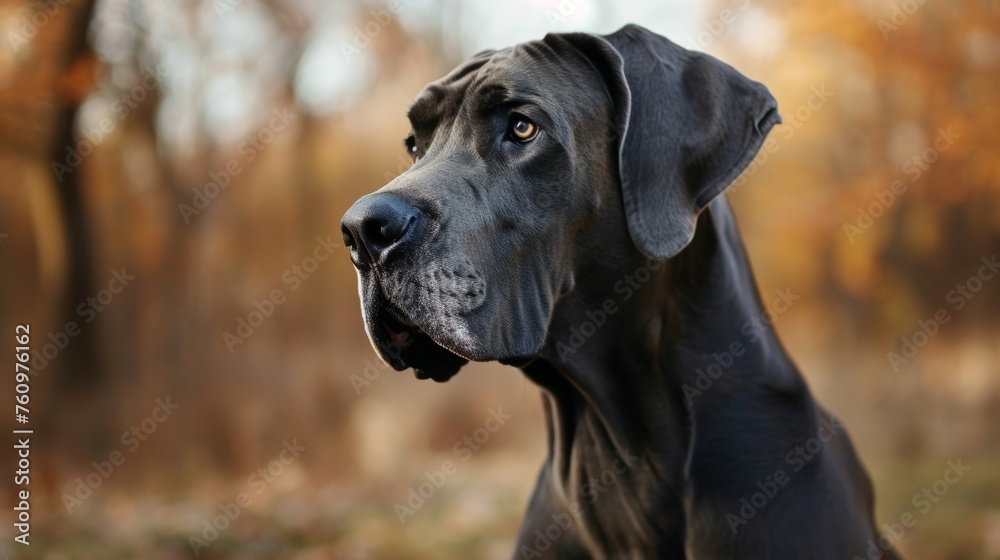 A loyal and devoted Great Dane with a gentle and noble demeanor  AI generated illustration - obrazy, fototapety, plakaty 