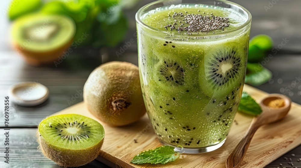 The Refreshing Delight of a Healthy Kiwi Smoothie Elegantly Presented in a Glass The Refreshing Delight of a Healthy Kiwi Smoothie Elegantly Presented in a Glass
