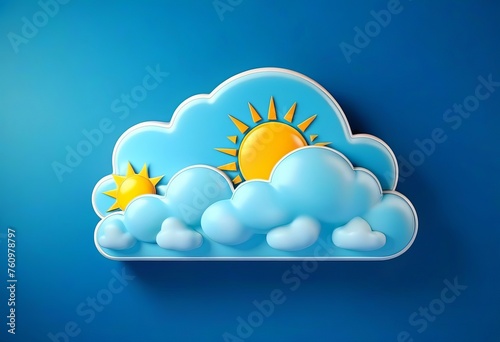 Weather forecast icon. Cloudy with sun. Meteorological sign. 3D rendering. Premium PSD photo