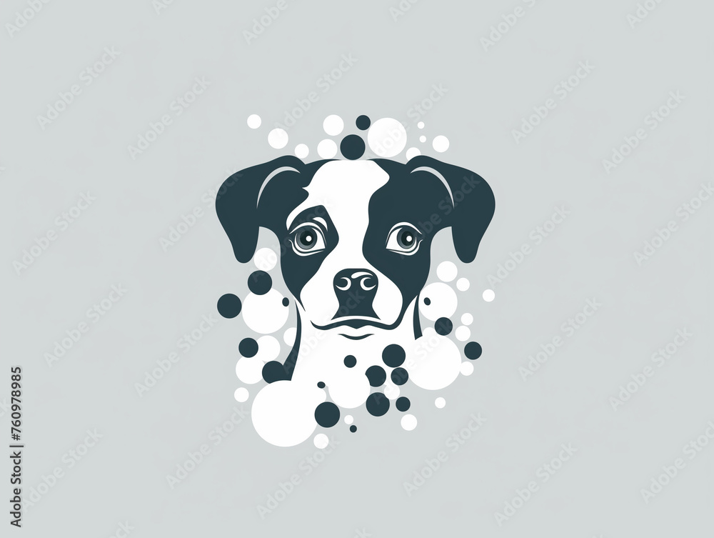Black and White Dog With Bubbles on Its Face