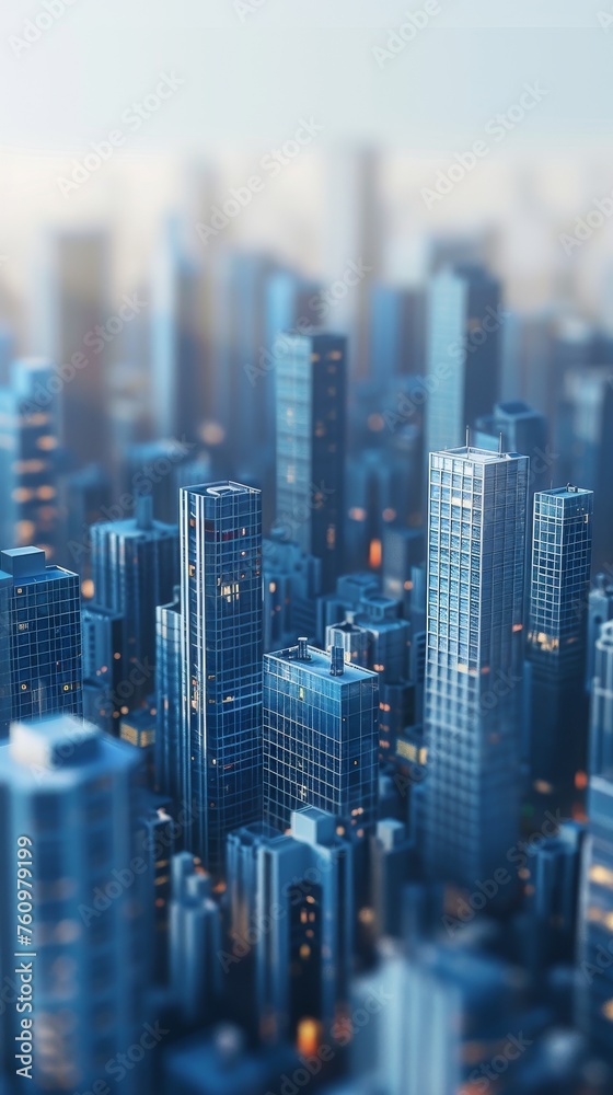Obraz premium 3D Blender cityscape with skyscrapers and business hotels minimalist urban business tourism