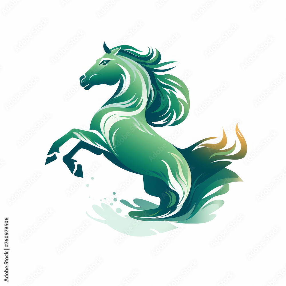 Elegant Green Stallion Illustration

