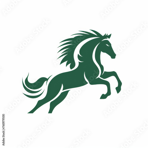 Majestic Green Horse in Motion Logo Design  