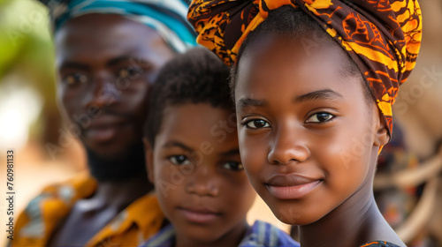 A captivating family moment with a father and his children, showcasing their deep connection and cultural pride.