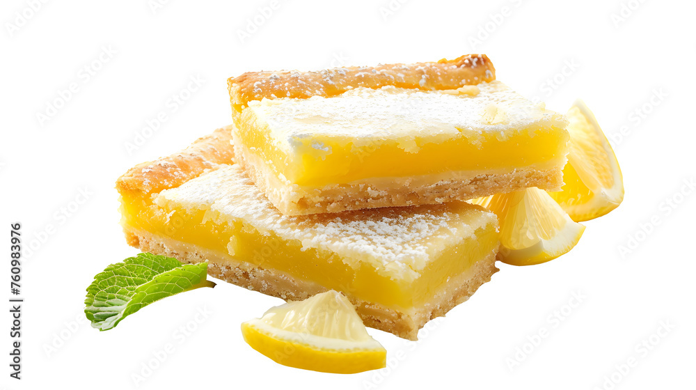 Lemon bars with a tangy citrus filling isolated on white background, dessert collection
Lemon bars with a tangy citrus filling isolated on white background, dessert collection