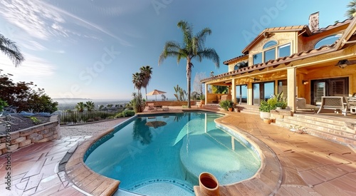 The Wonderful Views of a Home Equipped with a Luxurious Pool and Barbecue Area © Godam