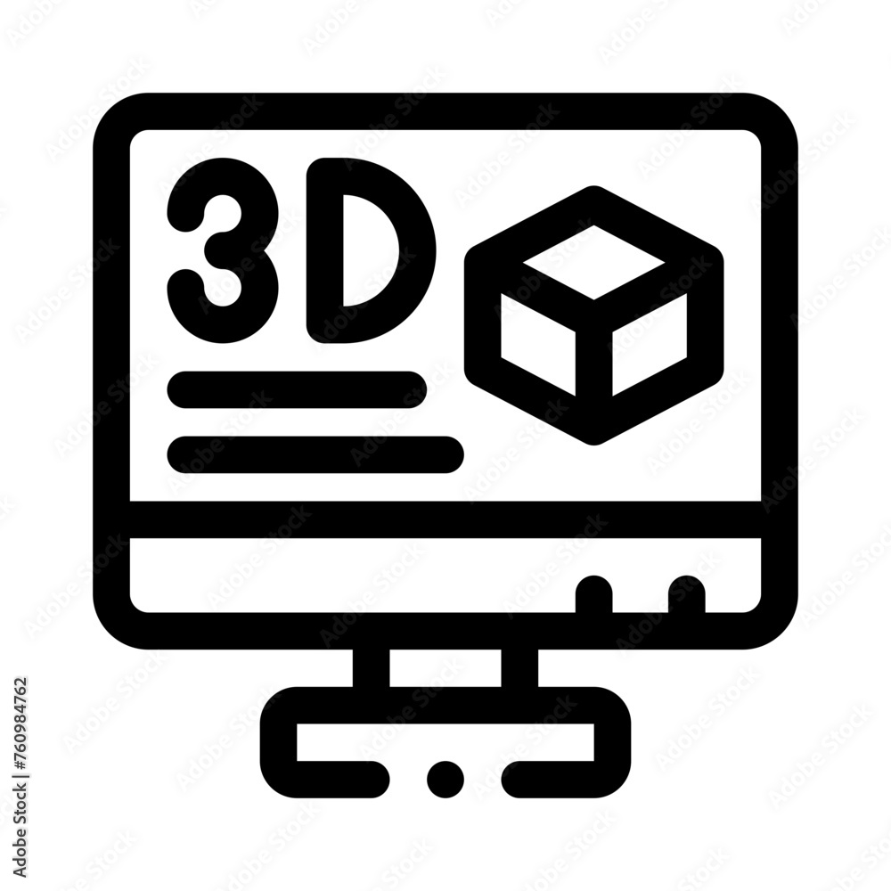 3d modeling line icon 3d modeling line icon