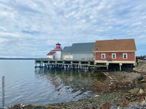 Lighthouse at waterfront in Pictou, Nova Scotia, Canada photo