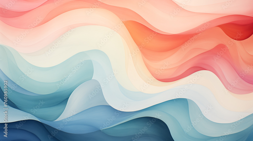 An abstract watercolor design features soft waves transitioning from cool to warm tones, evoking a calm and dreamy atmosphere. An abstract watercolor design features soft waves transitioning from cool to warm tones, evoking a calm and dreamy atmosphere.