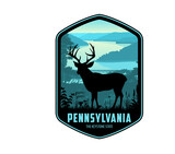 Pennsylvania vector label with White-tailed Deer on the Allegheny National Forest 
