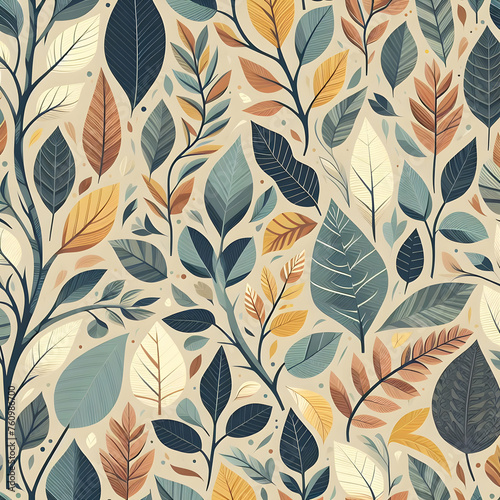 seamless pattern with leaves  pattern  seamless  leaf  vector  floral  flower  wallpaper  design  nature  illustration  autumn  texture  art  decoration  plant Ai generated 