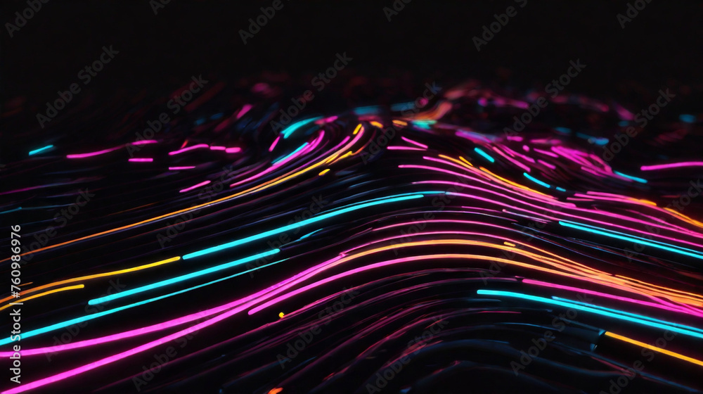 Neon lighting illustration of energy flow and connectivity, abstract design Neon lighting illustration of energy flow and connectivity, abstract design