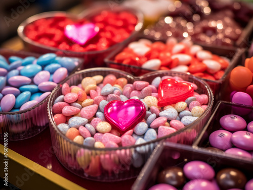 Sweet Sentiments: A Festive Assortment of Heart-Shaped Candies for Valentine's Day Celebrations