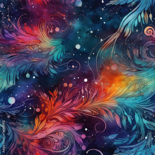 Colorful Abstract Feather Nebula Illustration