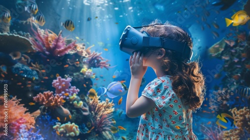 A little girl is wearing VR headset user © Creative_Bringer