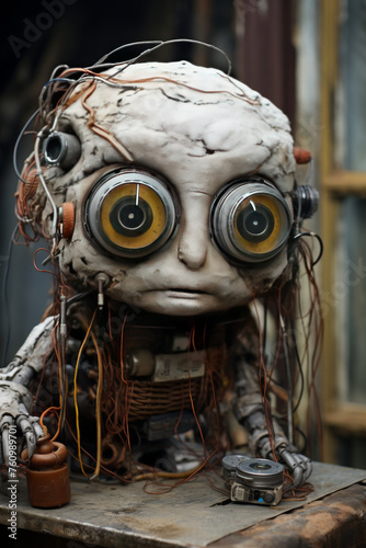 Vintage Steampunk Robot with Large Eyes