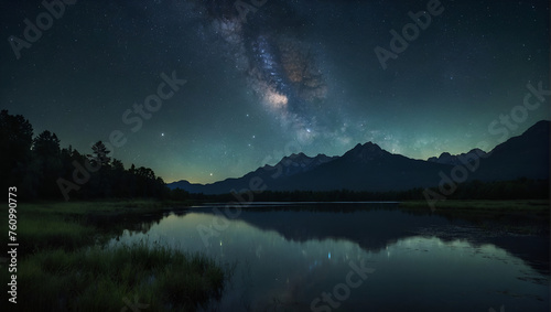 Milky Way Landscape at Night: Stunning Night Sky Scenery with Stars and Galactic Core