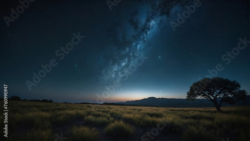 Milky Way Landscape at Night: Stunning Night Sky Scenery with Stars and Galactic Core