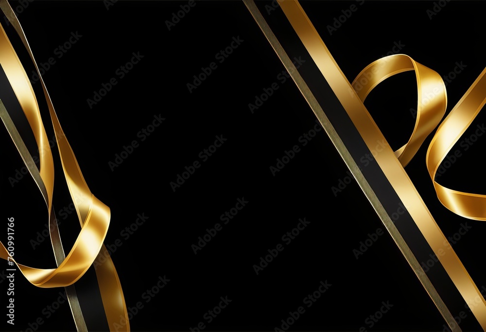 Black stripe with gold ribbon background