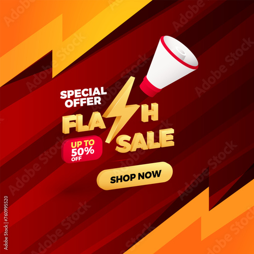 special offer flash sale discount template banner with blank space for product sale with abstract gradient red and orange background design5