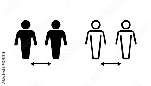 Social distance icon set. social distancing icon. self quarantine sign
