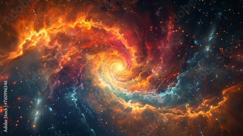 Fiery Galaxy Swirling in the Celestial Abyss