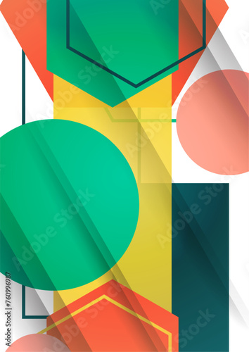 Abstract background from geometric shapes of circles, rectangles, hexagons. Element for business brochure, presentation and web design navigation layout.