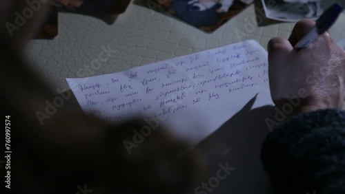Woman Writing  armenian Letter Envelope Concept, 
close up photo
