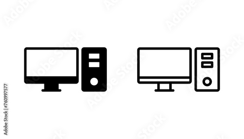 Computer icon set. computer monitor icon vector.