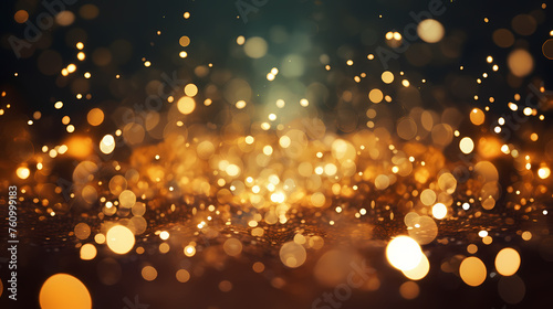 Golden bokeh light background