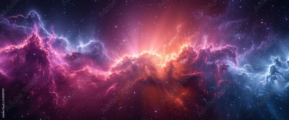 Galaxy Outer Space Colorful Nebula Star Field Background Night Sky
