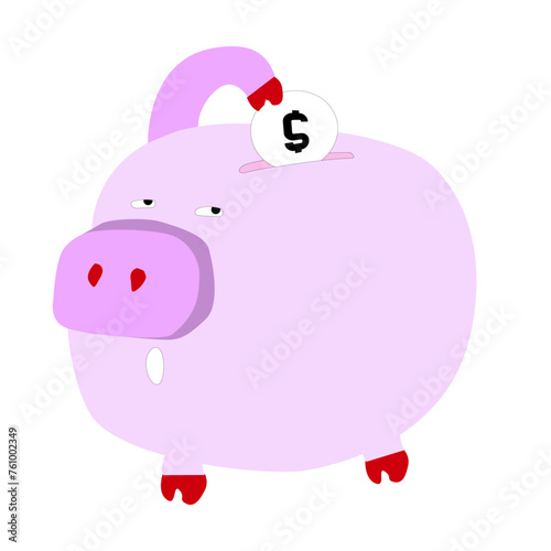 Illustration of a piggy bank saving money / vector / easy to change all color 