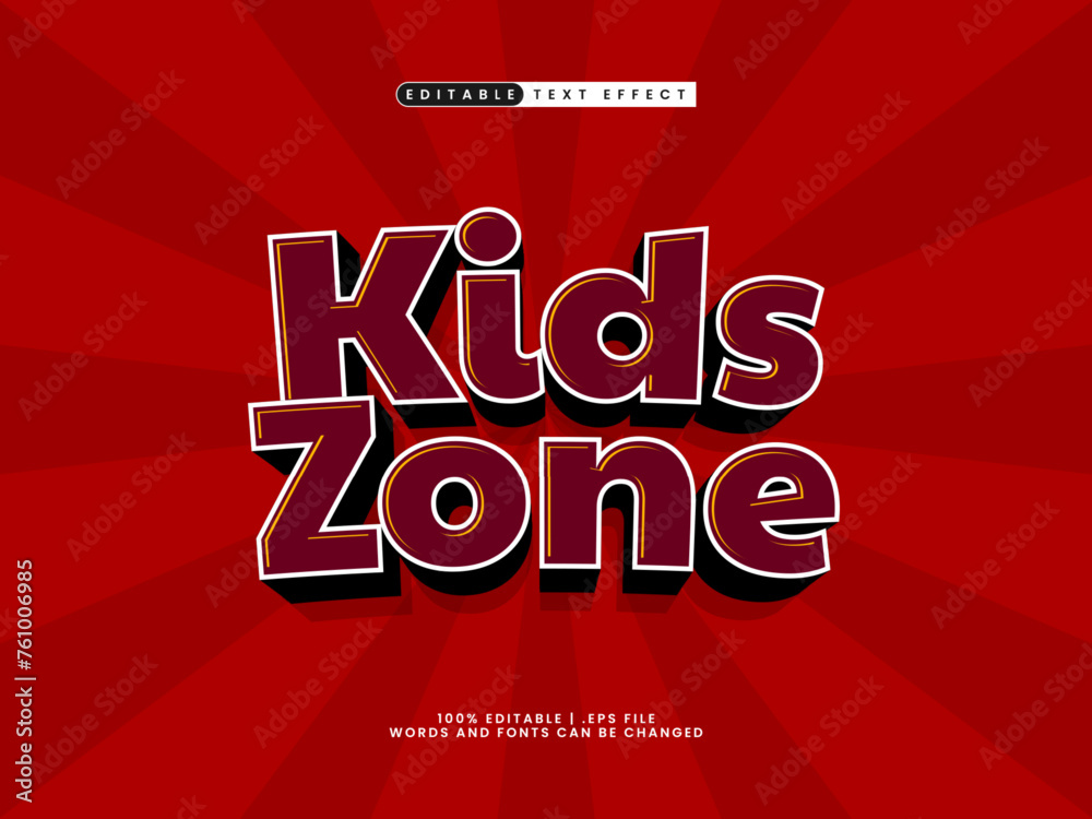 kids zone editable text effect