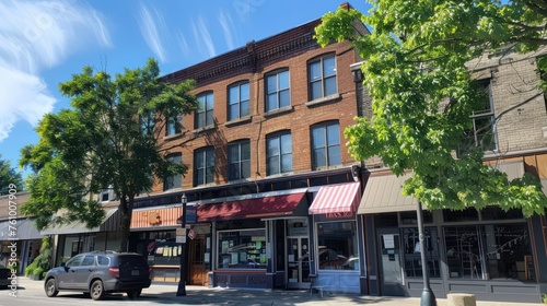 Commercial properties buildings with space available to buy or rent, mixed-use and tented office buildings.Ai generated