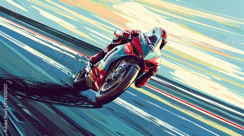 ,Professional motorcyclists ride motorbikes at high speed on the road.