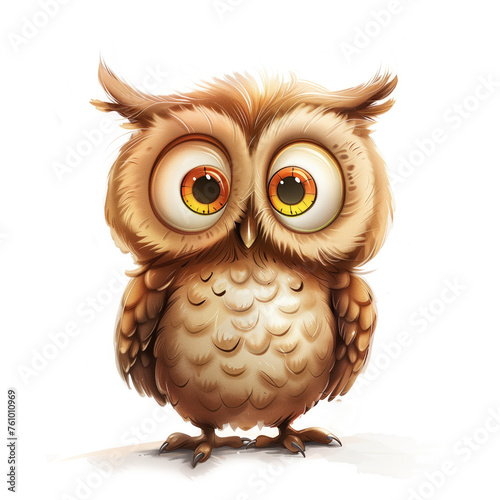 Cute Funny Cartoon Owl, Illustration for Children Book, Generative AI