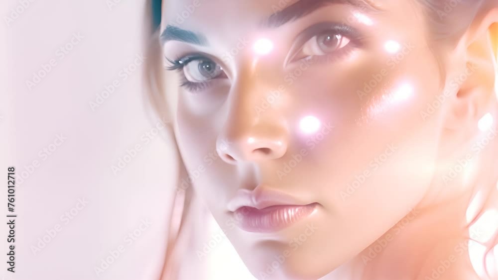 Woman with Digital Biometric Facial Recognition Grid with ai generated.
Woman with Digital Biometric Facial Recognition Grid with ai generated.