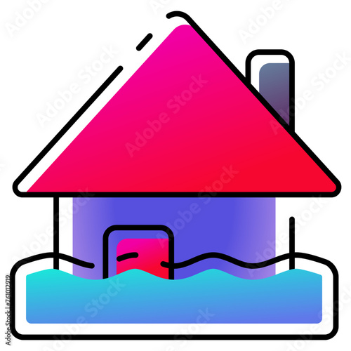 Flood icon with gradient filled line style. Suitable for website design, logo, app and UI.
